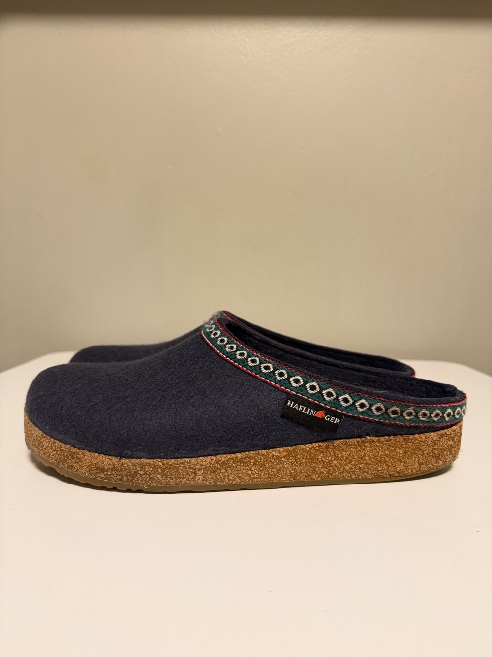 Haflinger Grizzly GZL Blue Wool Clogs Cork Footbed Mules EU 42 US W 11 US M 9